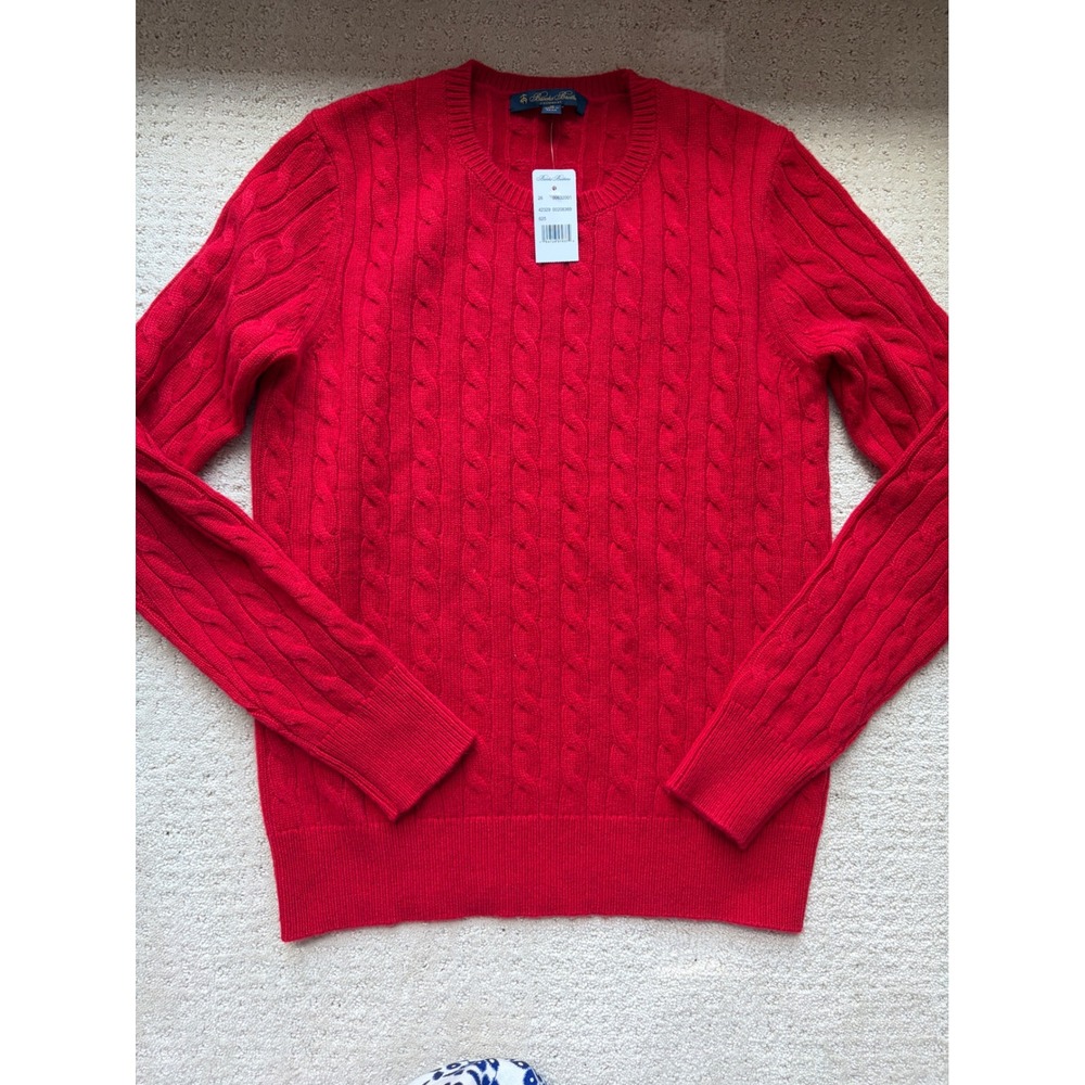 Brooks Brothers Sweater M Red 100% Cashmere Cable Knit Preppy Quiet Luxury NWT